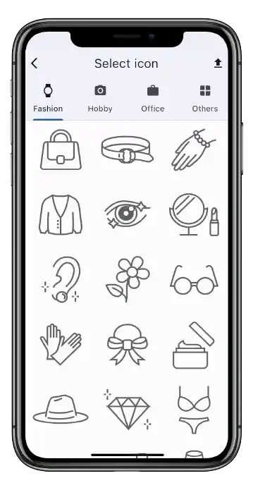 Feature illustration showing the icon selection screen
